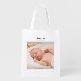 Single Photo Pink Frame, Auntie's Reusable Grocery Bag
