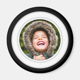 Single Photo Template Framed Circle Magnet