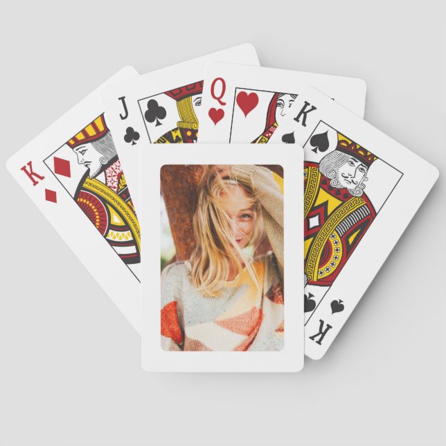 Single Photo Template Rounded Frame Playing Cards (Back)
