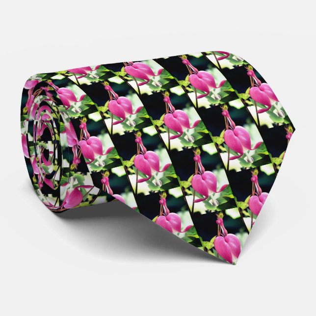 Single Pink Bleeding Heart Flower   Tie (Rolled)