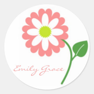 Single Pink Blooming Daisy Stickers