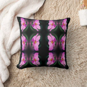 Single Pink Cosmos Flower Abstract Pattern      Cushion