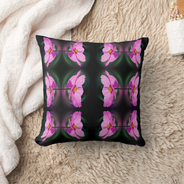 Single Pink Cosmos Flower Abstract Pattern      Cushion (Blanket)