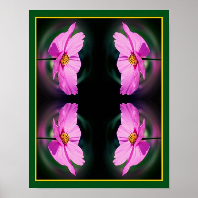 Single Pink Cosmos Flower Abstract   Poster (Front)