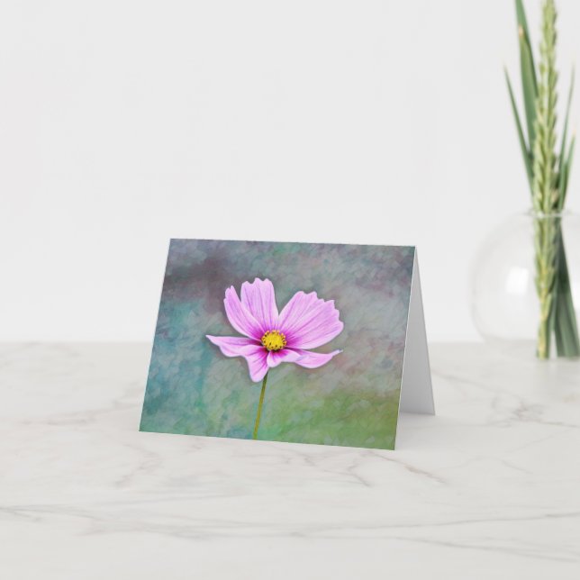 Single Pink Cosmos Flower from Gertie's Garden Card (Front)