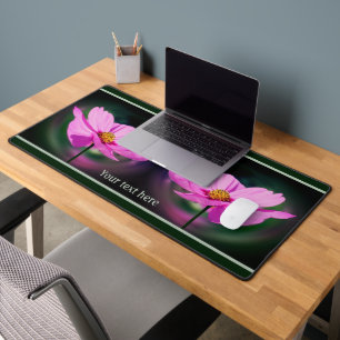 Single Pink Cosmos Wildflower Personalised Desk Mat