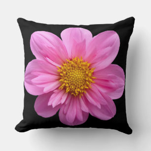 Single Pink Dahlia Flower Cushion