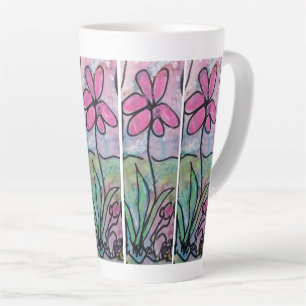 Single Pink Flower Latte Mug