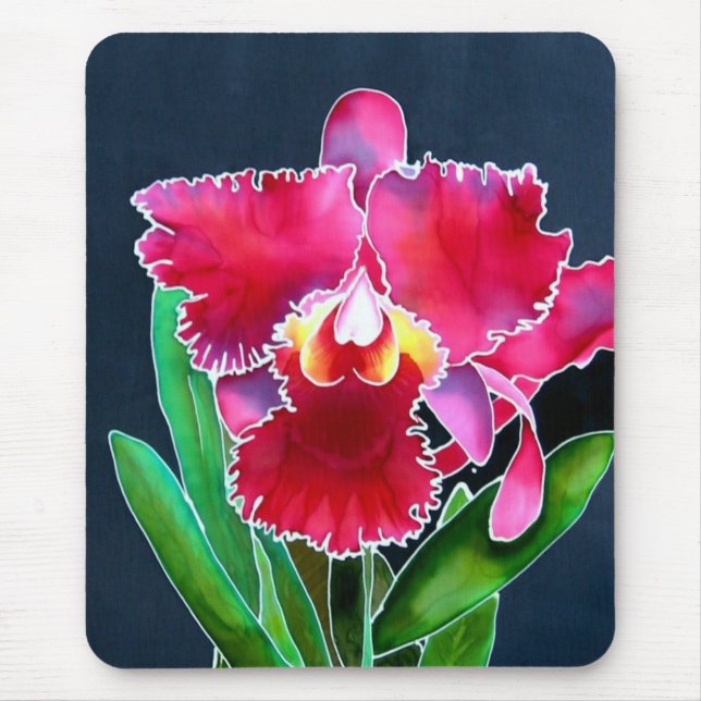 Single Pink Orchid Mouse Mat (Front)