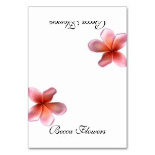 Single Pink Plumeria Tented Place Cards