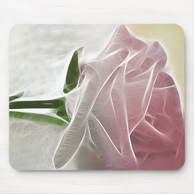 Single Pink Rose Basics Mouse Mat (Front)