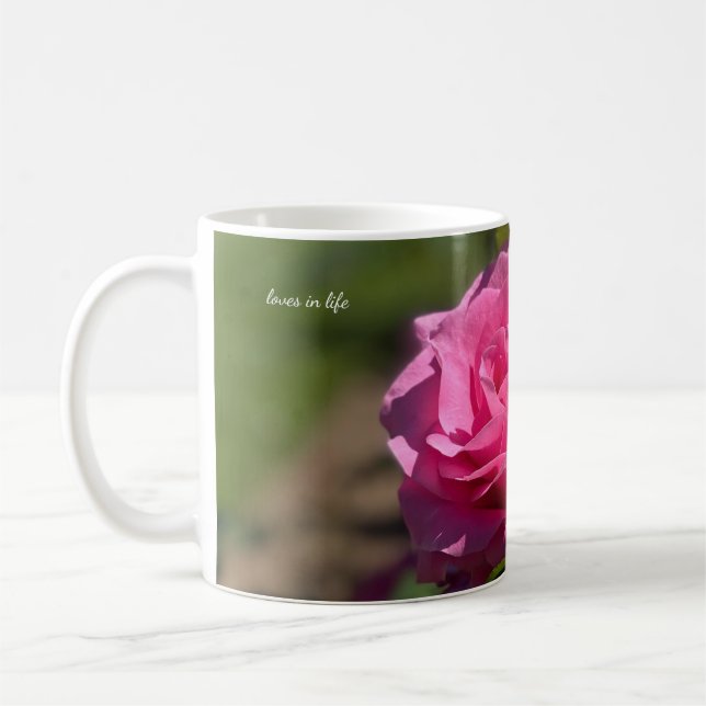 Single Pink Rose  Coffee Mug (Left)