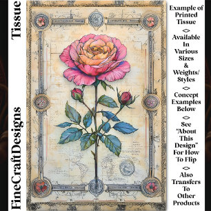 Single Pink Rose, CZ9 Decoupage Tissue Paper