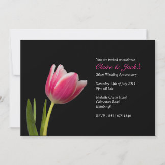 Single Pink Tulip Anniversary Party Invitation