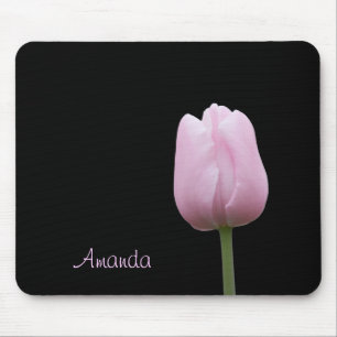 Single Pink Tulip Bud Mouse Mat