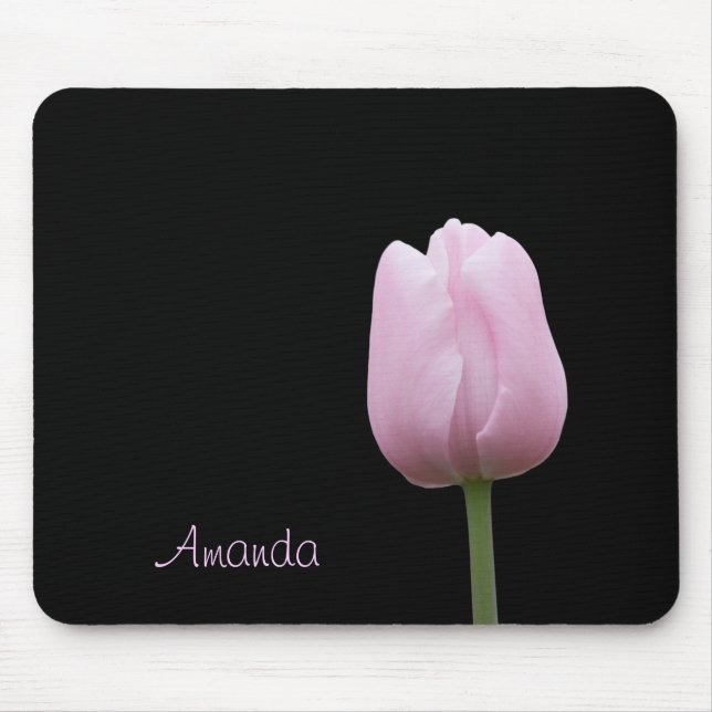 Single Pink Tulip Bud Mouse Mat (Front)