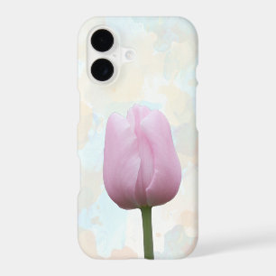 Single Pink Tulip Bud Muted Backdrop