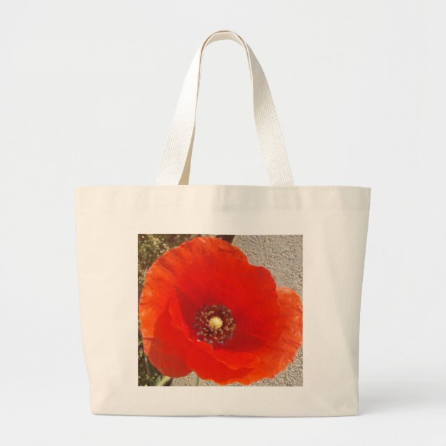 Single Poppy Large Tote Bag (Front)