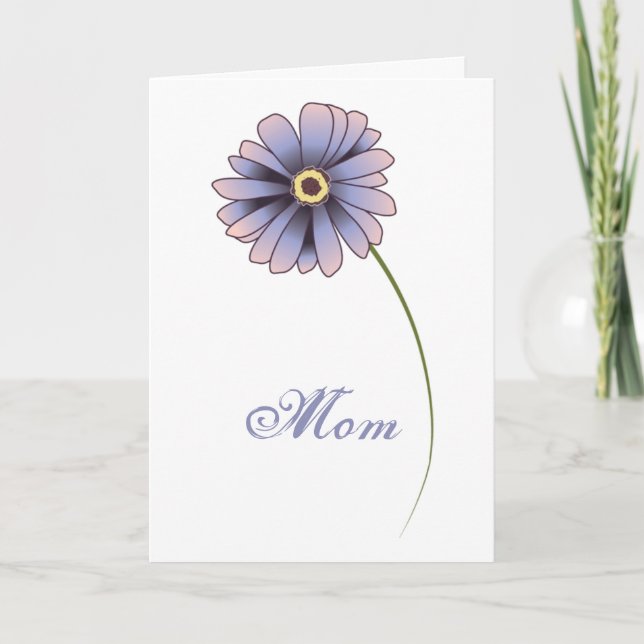 Single Purple Daisy Flower Mothers Day Card (Front)