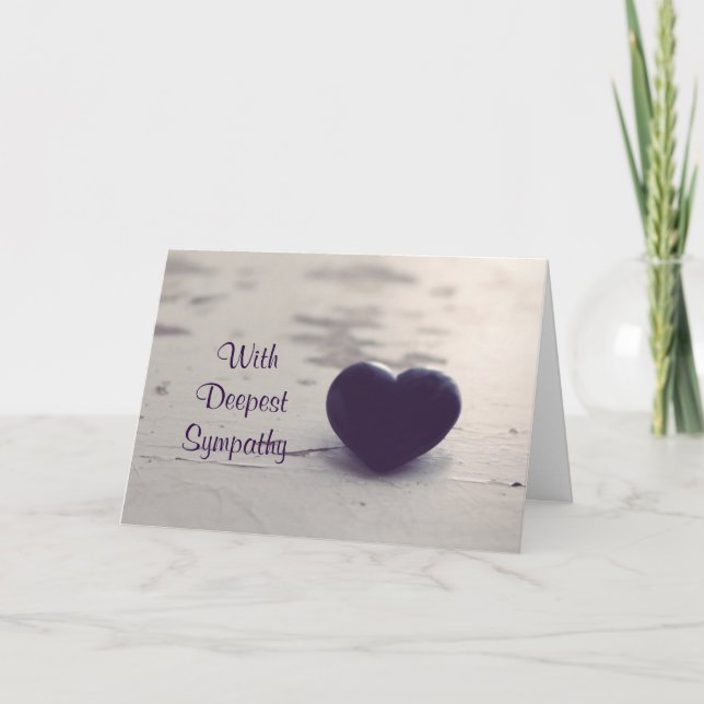 Single Purple Heart on a Beach Sympathy Card (Front)