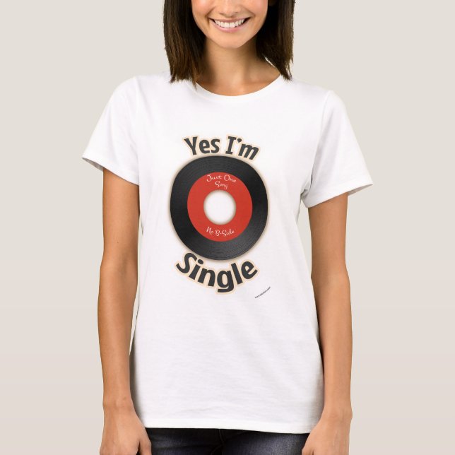 Single Record Flirty Retro Music Cartoon Slogan T-Shirt (Front)