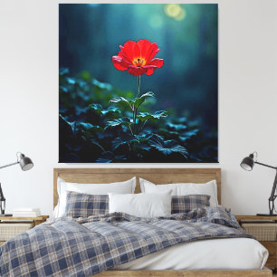 Single Red Bloom Focus Design Canvas Print
