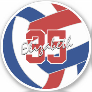 single red blue volleyball sticker or buy in bulk