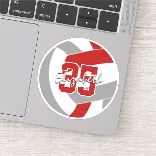 single red grey volleyball sticker or buy in bulk 