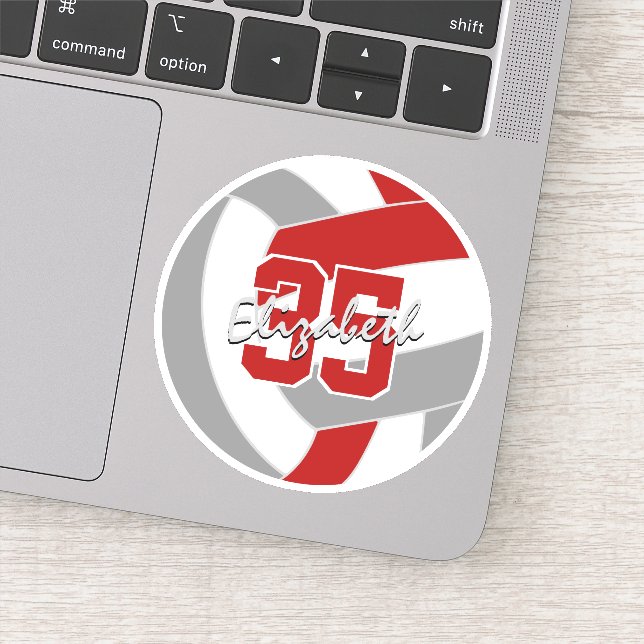 single red grey volleyball sticker or buy in bulk  (Detail)