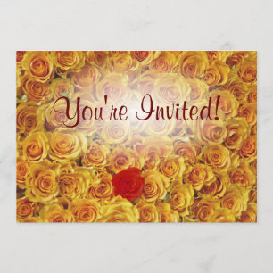 Single Red in Yellow Bed Roses Invitation