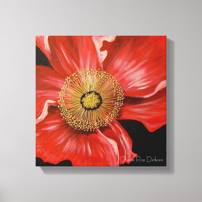 Single Red Poppy Canvas Print (Front)
