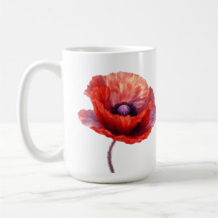 Single Red Poppy Flower Coffee Mug