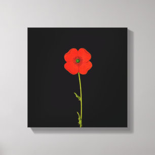 Single red poppy flower on canvas print