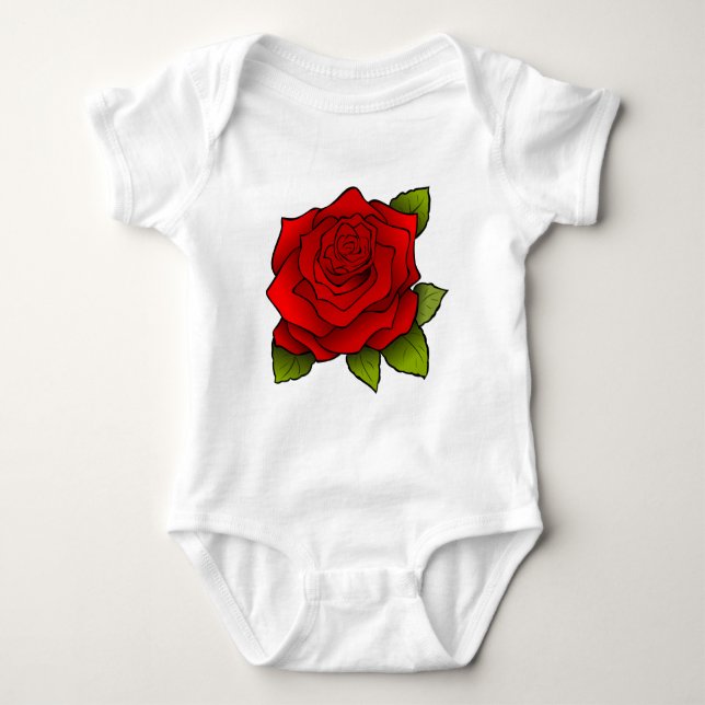 Single Red Rose Baby Bodysuit (Front)