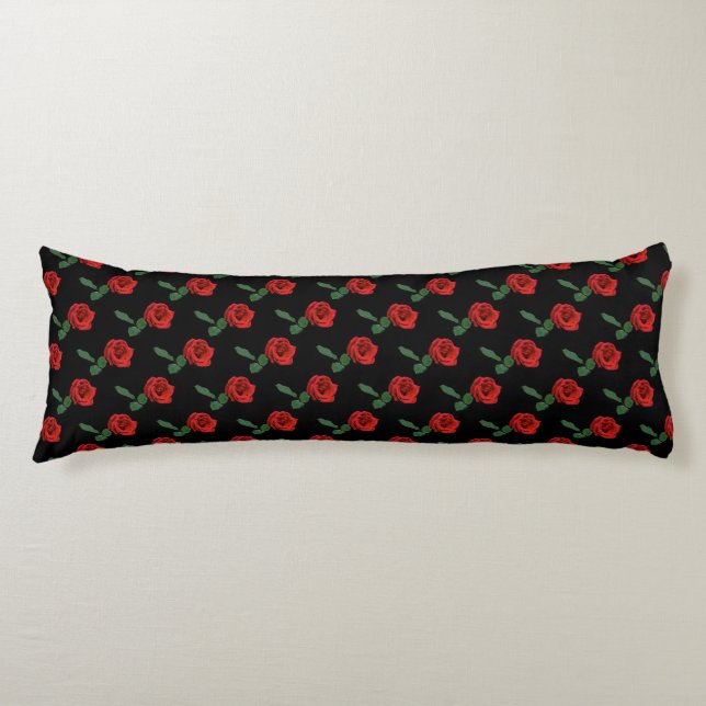 Single Red Rose Body Pillow (Front)