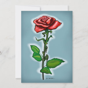 Single Red Rose Card