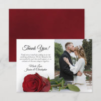 Single Red Rose Elegant Wedding Photo