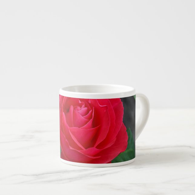 Single red rose espresso cup (Front Right)