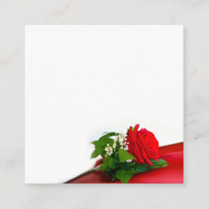 Single Red Rose – Floral White Background Enclosure Card