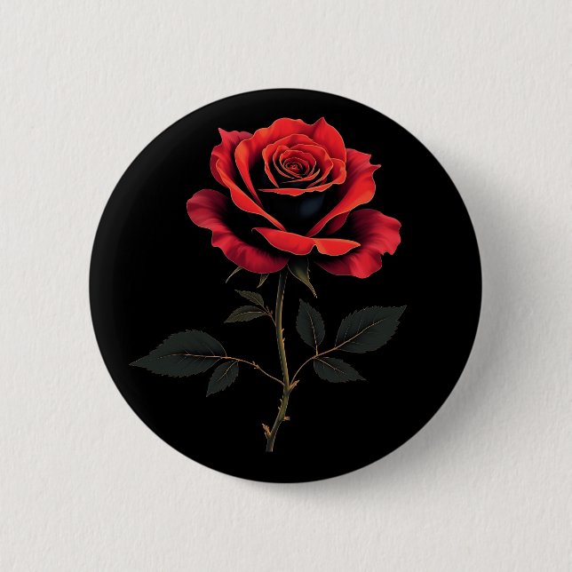 Single Red Rose Flower Lovers Gardening   6 Cm Round Badge (Front)