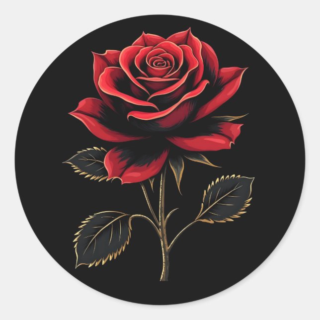 Single Red Rose Flower Lovers Gardening   Classic Round Sticker (Front)
