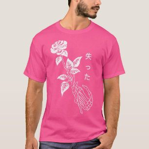 Single Red Rose Flower Skeleton T-Shirt