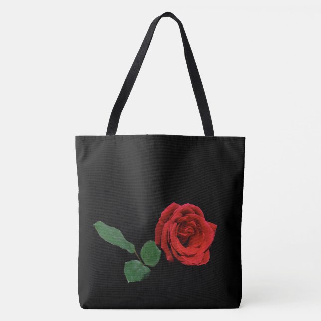 Single Red Rose Garden Flower Floral Tote Bag (Front)