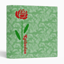 Single Red Rose Green Stem Leaves Customise Name
