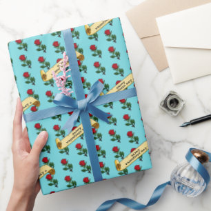 Single Red Rose Happy Valentine's Day 80s Retro Wrapping Paper