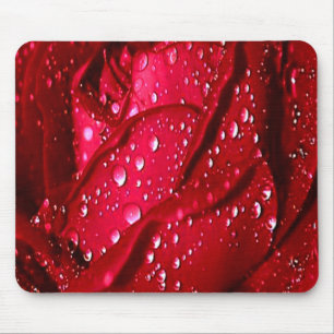 Single Red Rose in the Rain Mouse Pad