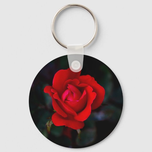 Single Red Rose... Key Ring (Front)