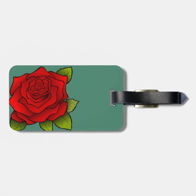 Single Red Rose Luggage Tag (Back Horizontal)