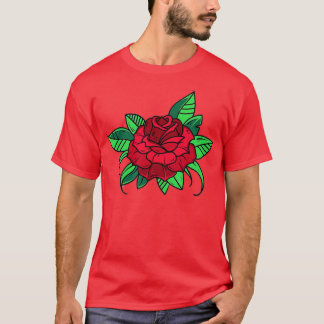 Single Red Rose Pocket Flower Romantic Love Pocket T-Shirt