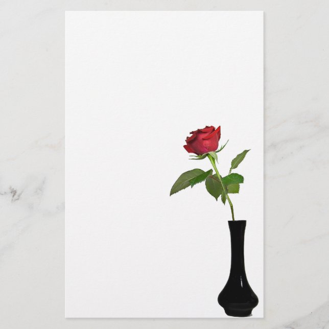 Single Red Rose Stationery (Front)